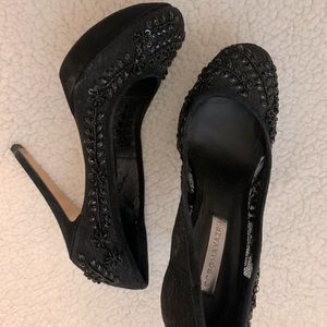 BCBG Lace Beaded Black Pumps